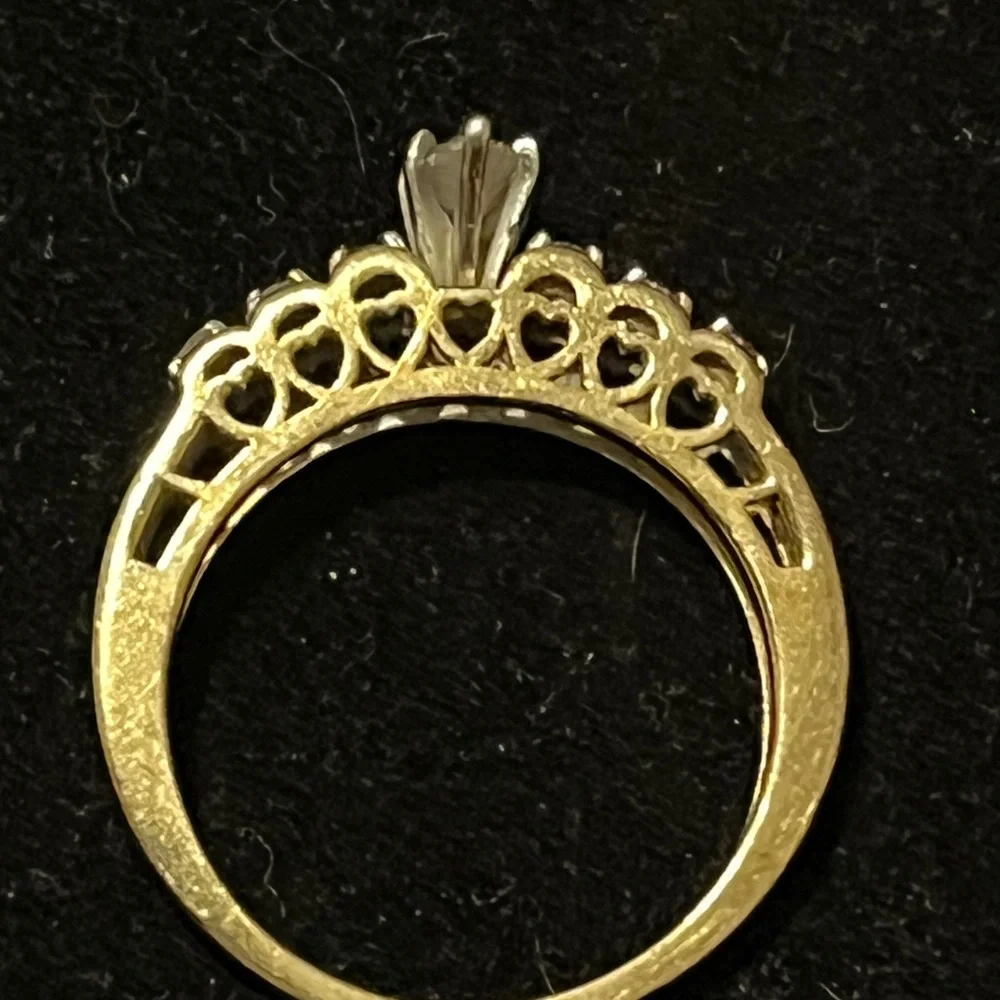 14K Yellow Gold Marquise Cut Natural Diamond Ring – 3.77g Size 7 - Picture 9 of 17